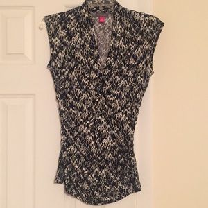 Vince Camuto Ruched V -Neck Blouse